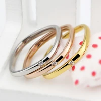 hot selling stainless steel jewelry simple small square rings crystal ring love woman ring party gift wholesale