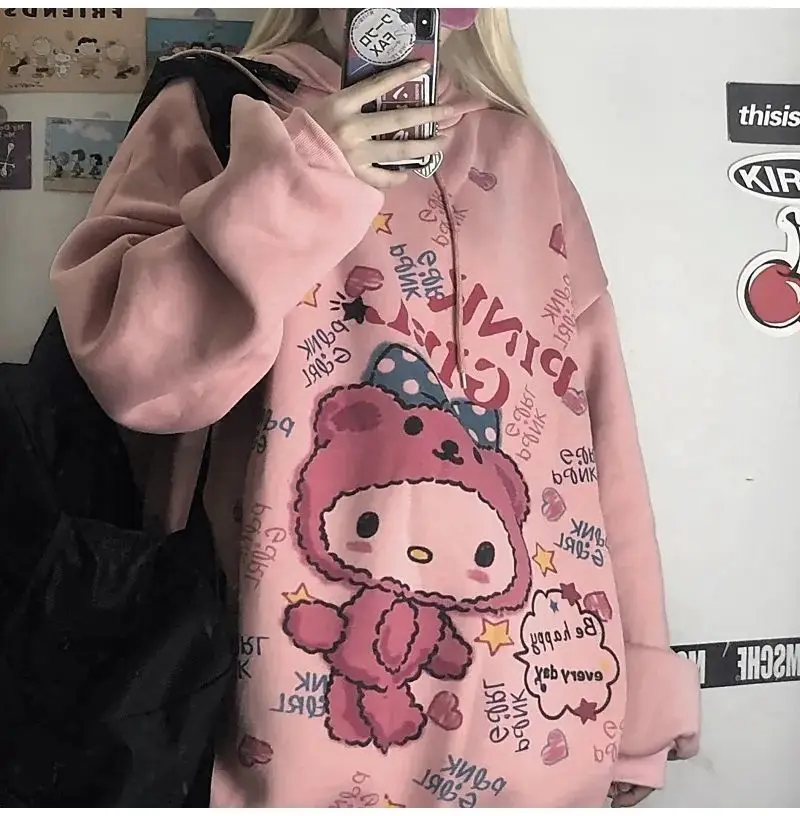 

Anime Graffiti Hoodie Woman Women Korean Full Sleeve Sweatshirt Autumn Kawaii Oversize Sweatshirts Vintage Oversize Cute Hoodies
