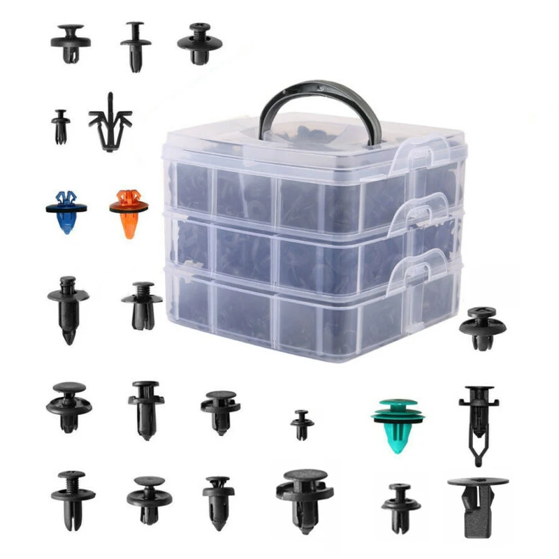 Нажимная заклепка штифт для панели зажим формования черный 22 типа набор 635 шт.