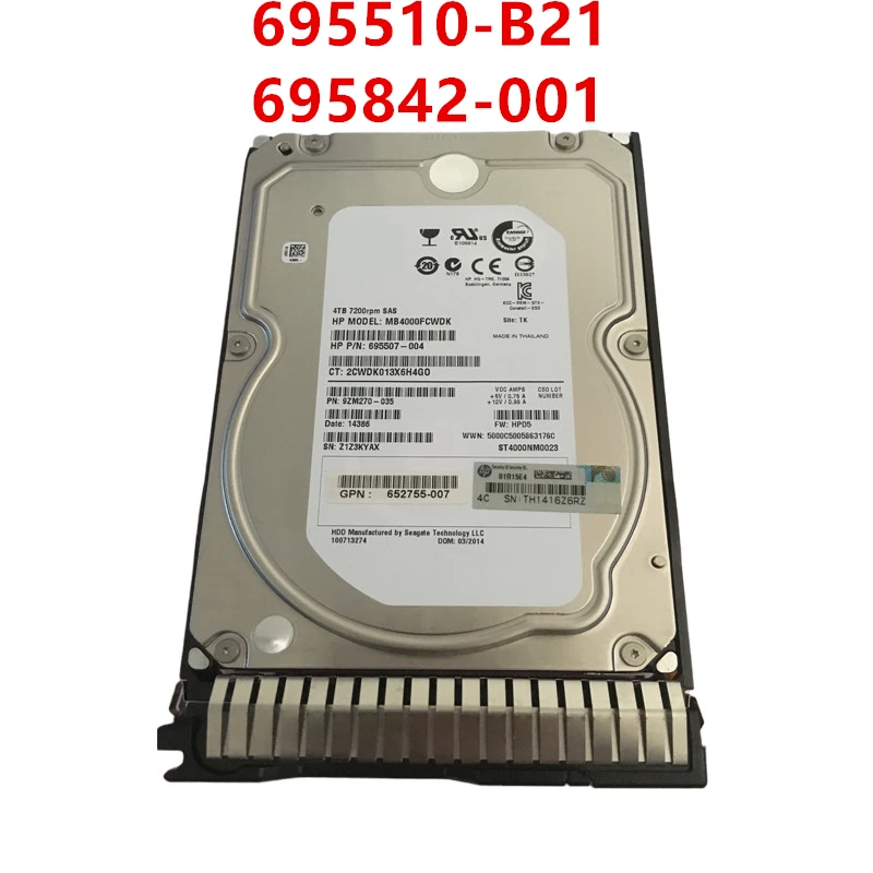 

Original New HDD For HP G8 G9 4TB 3.5" SAS 6 Gb/S 64MB 7200RPM For Internal HDD For Server HDD For 695510-B21 695842-001