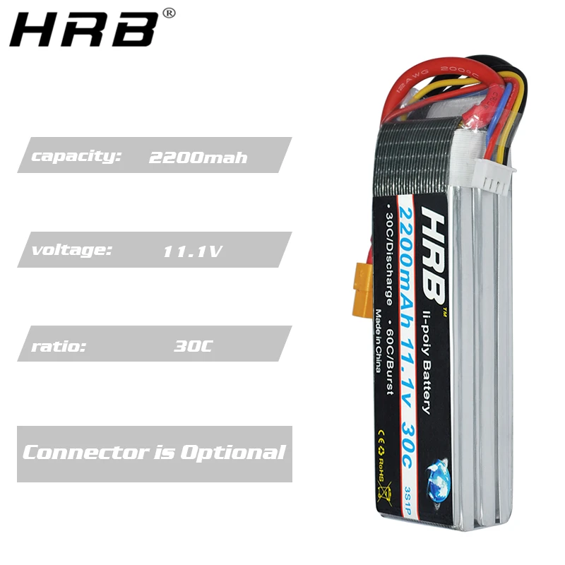 Литий полимерный аккумулятор HRB 3S 11 1 В 2200 мАч 30C T XT60 Deans XT90 EC5 мама для осевых