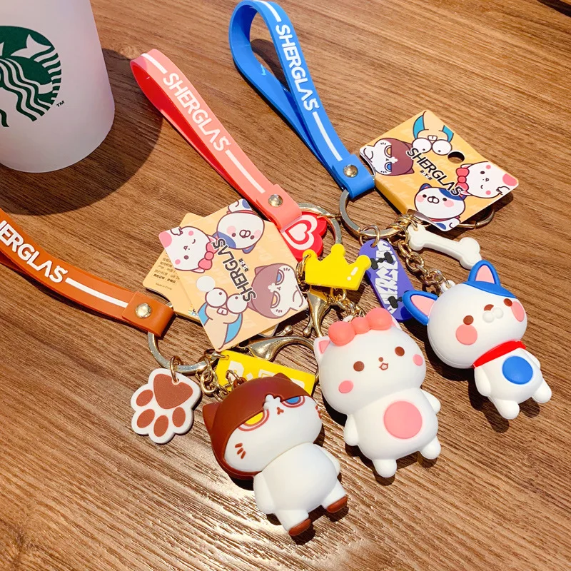 

Cartoon Xia Grasse Series Keychains Accessories Drip Glue Lovely Cat Key Chain Lovers Bag Car Pendant Key Rings