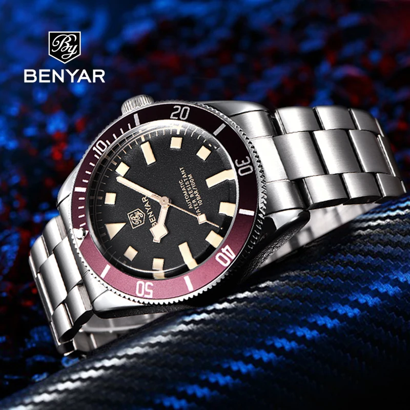 

BENYAR 2021 New Men's Watch Fully Automatic Mechanical Watch top Luxury Brand Stainless Steel Case Waterproof Sports Luminous