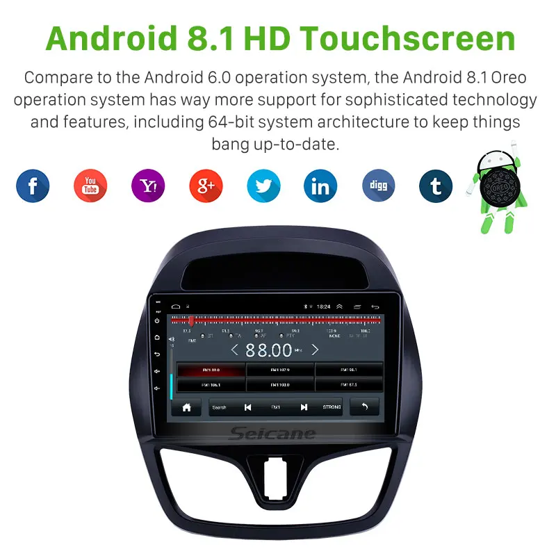 Seicane стерео Android 8 1 HD 9 &quotАвтомобильный gps для chevy Chevrolet Spark Beat Daewoo Martiz 2015 2016 2018
