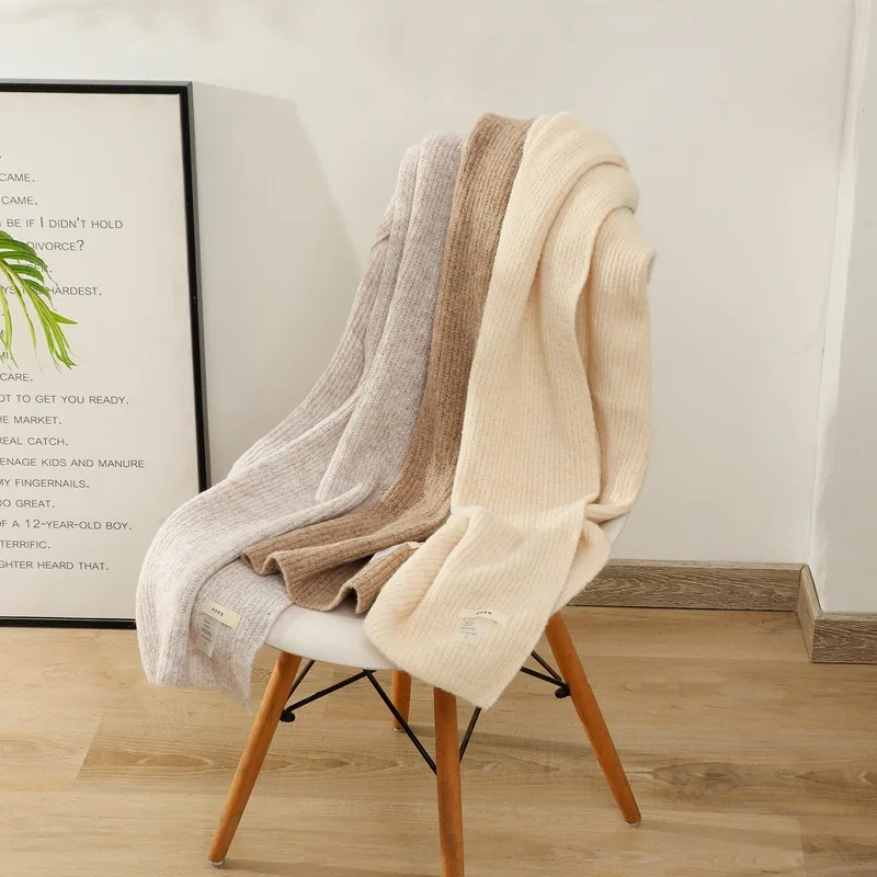 

European version of elastic knitted scarf for fall/winter 35×180cm pure color wool scarf casual and versatile to keep warm C37