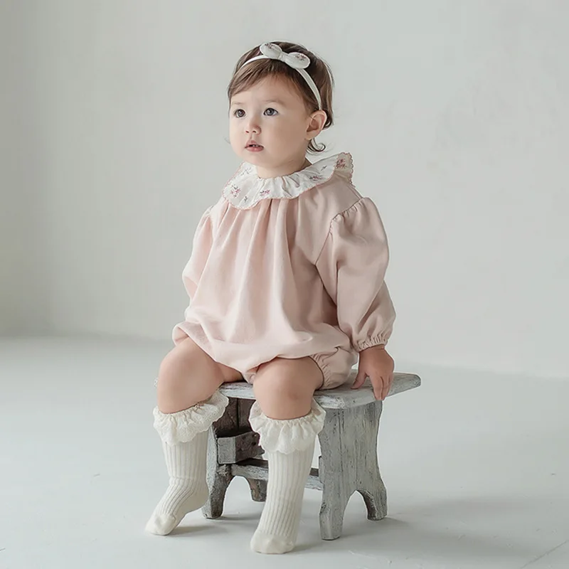 

Infant Outfits Rompers Lace Princess Toddler Romper 2020 Autumn Retro Newborn Baby Girl Clothes Cotton Spring Pure Color