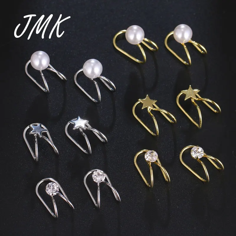 

JMK 6pcs Pearl Zircon Star Ear Cuff Exquisite Simple Minimalist Silver 18k Gold Earrings Jewelry For Women Girls Party Gift