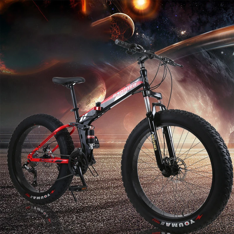

Foldable Mountain Bike Cross Country Outdoor Bicycle Fat Bike 24/26-inch 21/24/27/30-speed Bicycles Dual Disc Brakes