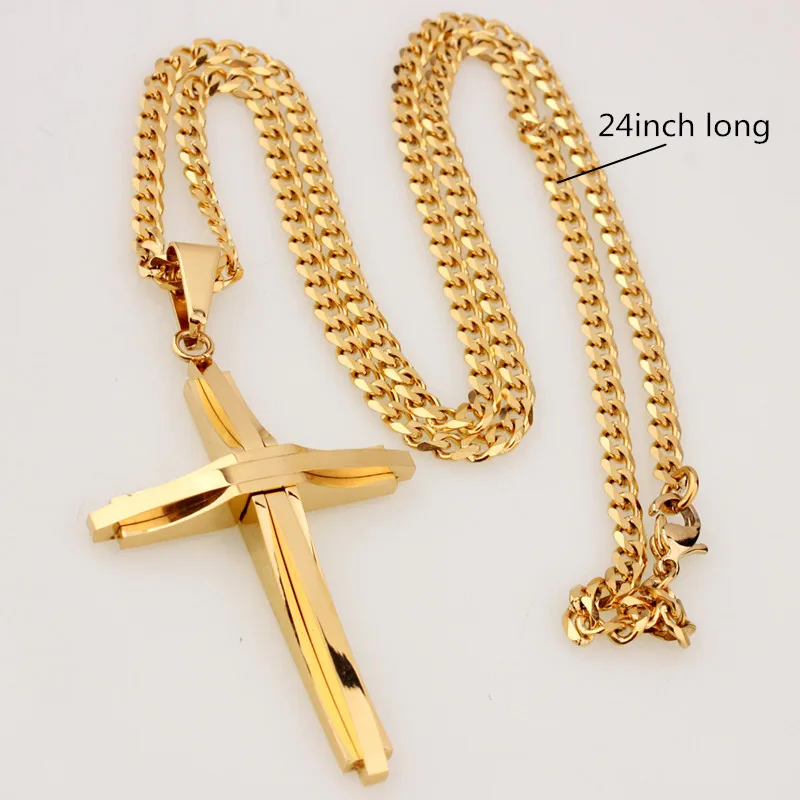Ожерелье Granny Chic Top полированное с кулоном в виде Креста Иисуса для мужчин и женщин