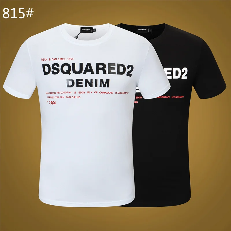 

2021 new Dsquared2 printed short-sleeved T-shirt men's letter mirror printing D2 fashion trend summer tide 007