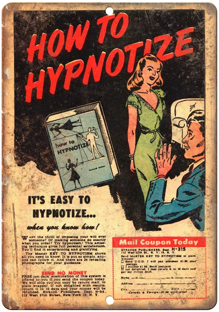 

Как загипнотизировать Декор знаки 12x8 дюймовое металлическое олово знак