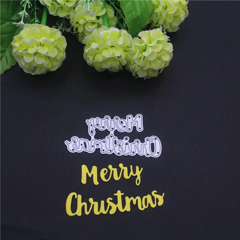 2 шт металлические режущие штампы для скрапбукинга с Рождеством слова тиснение