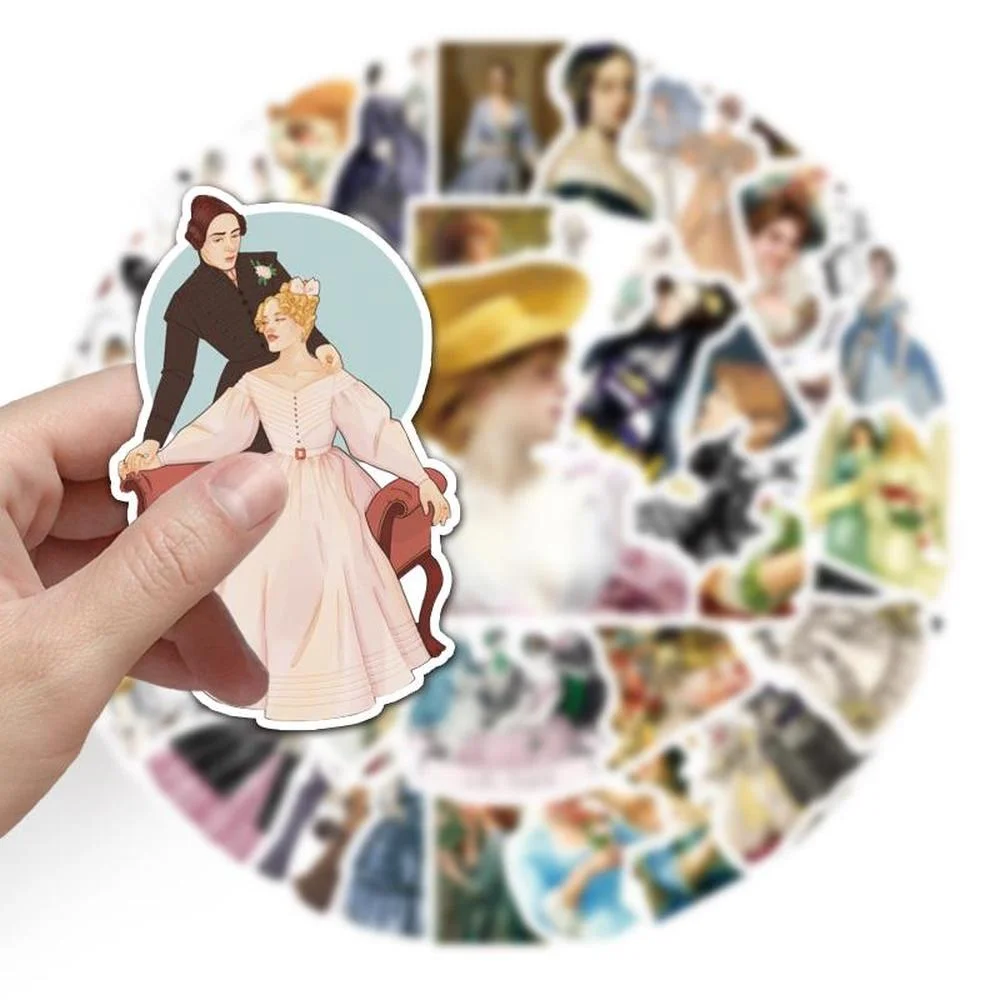

10/50Pcs Vintage European Ladies Stickers Retro Character Sticker Personality Fashion Dress Design DIY Scrapbooking Label Diary