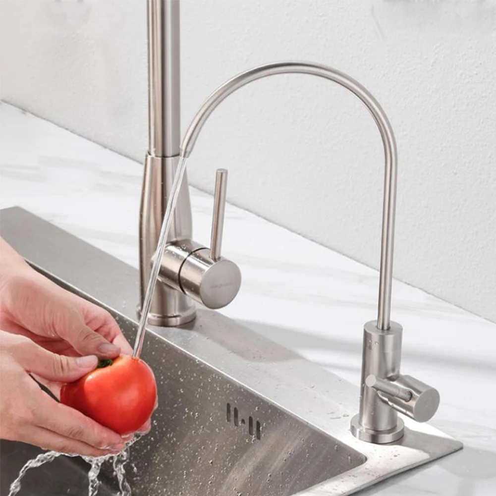 

360 Degree Rotating Spout 1/4" Purified Water Faucet Stainless Steel Reverse Osmosis RO Drinking Water Filter System Faucet