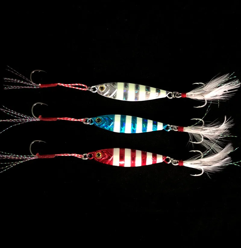 Светящаяся длинная металлическая джиг 1 шт. приманка для рыбалки ложка джиггинга