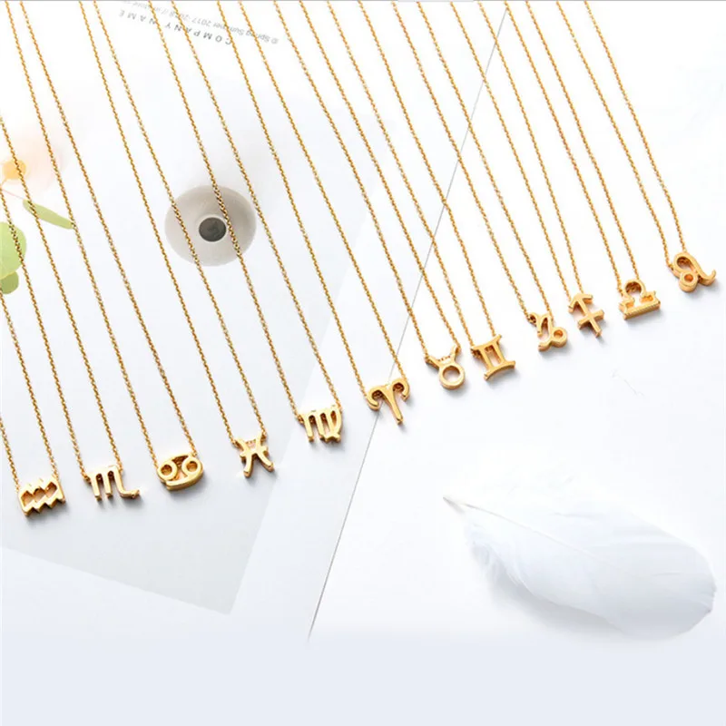 Мужские и женские 12 знаков зодиака Золотая подвеска ожерелье Aries Leo созвездий