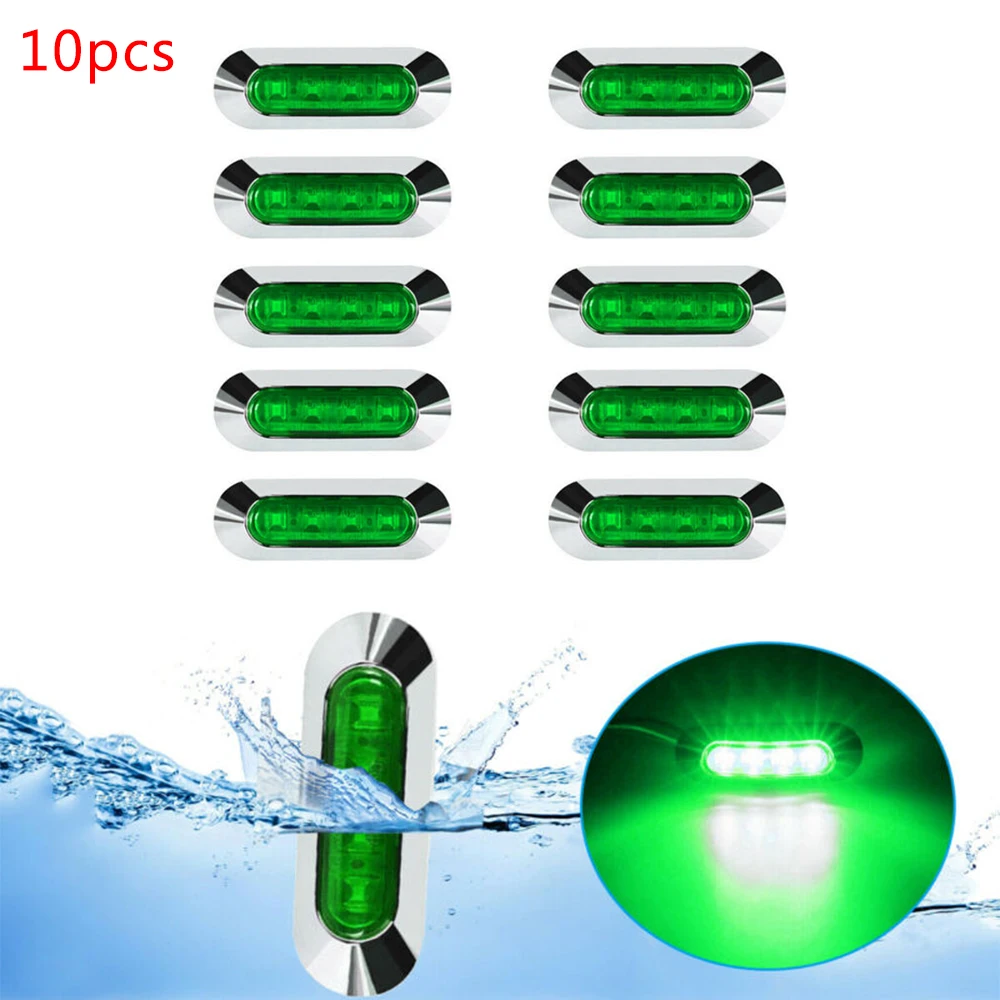 

Van Side Marker Lights 10x 4 LED Bus Clearance Green Lorries Trucks 3.8 X 1.3 X 0.78 In