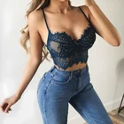 Сексуальное Кружевное женское нижнее белье камзол, укороченные топы, однотонное женское белье без рукавов на бретелях с кружевным подолом, женские майки