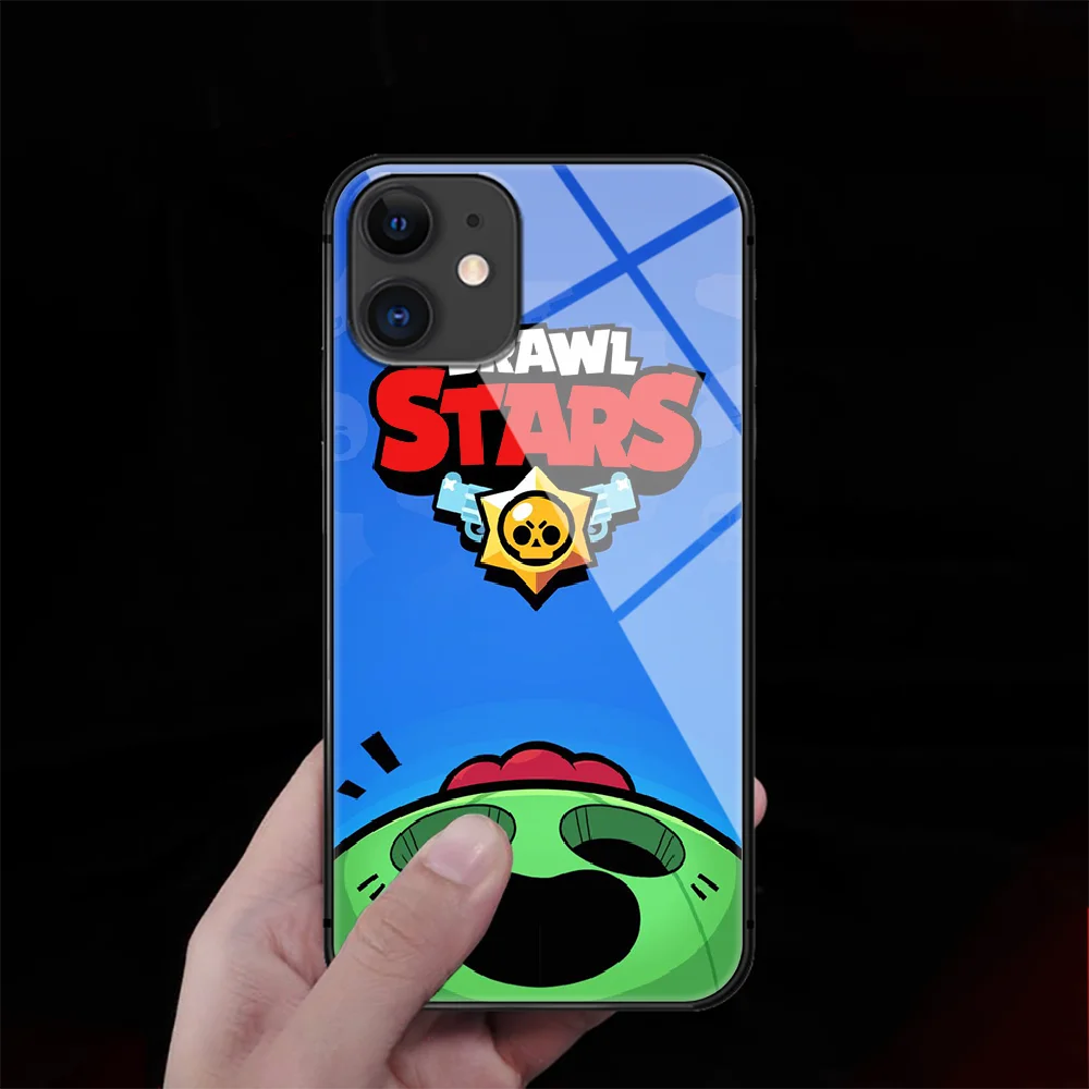 

Cartoon Fighting Game Tempered Glass Phone Case Cover For IPhone 5 6 7 8 11 S Plus Xr X Xs Pro Max Mini Se 2020 Black Painting