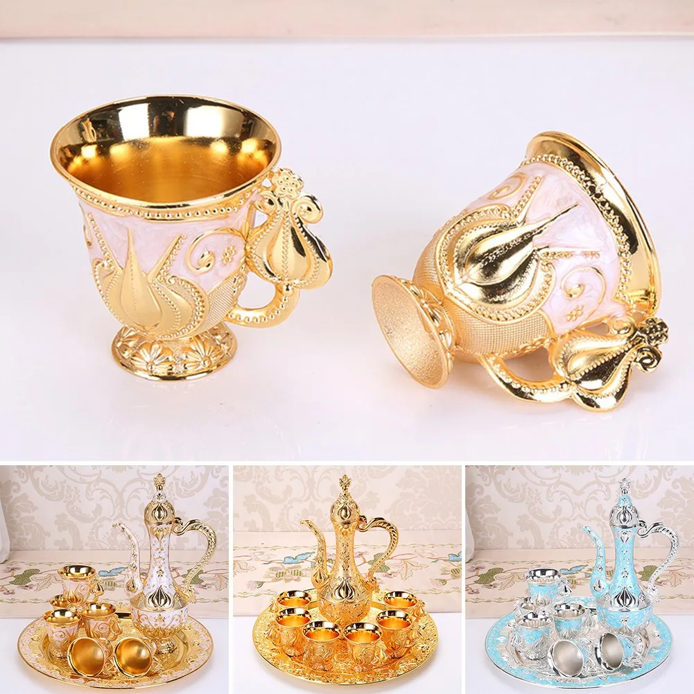 

1 Set Wine Cup Wine Pot Tray Kit Vintage EU Style Cabinet Ornament For Kitchen Dining Room Wedding Party Home Decoration