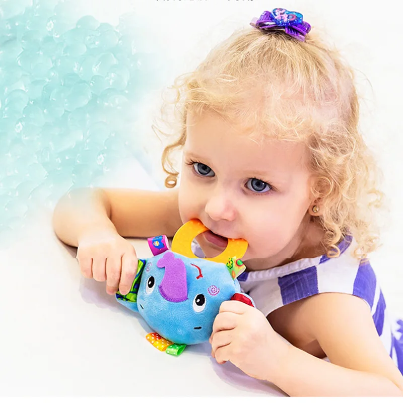 Baby Infant Plush Rattle Stuffed Toy Hand Grasp Teethers Cute Animal Handbell Ring Newborns Early Development Boys Girls Gift