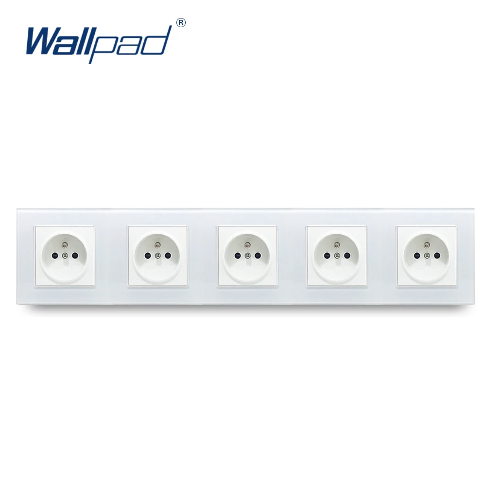 5 French Socket 5 Frame французская розетка Wallpad с украшением в виде кристаллов закаленное белый Стекло Панель 16A ЕС 110 V-240 V 5 французские розетки 430*86 мм Размеры - Тип: 5 French Socket