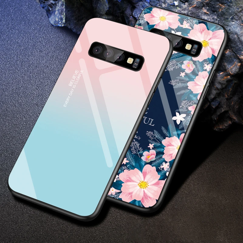 Чехол из закаленного стекла для Samsung Galaxy S10 S9 S8 S20 Plus S10e Ultra A51 A50 A71 A70 FE S21