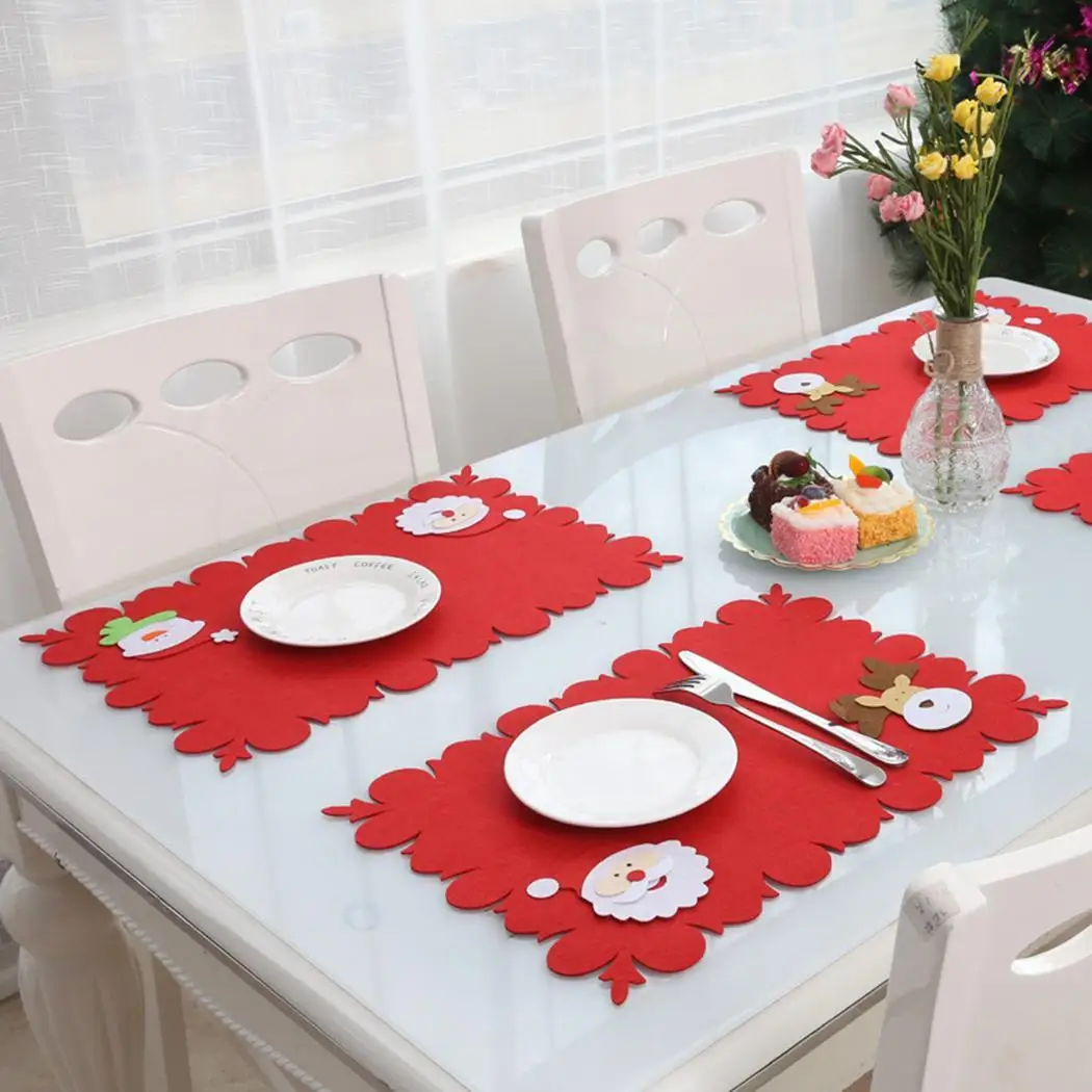 Kerst 3 Style Christmas Table Mat Knife Fork Placemat Tableware Red Pad Dining Dcor For Holding Hot Dishes Coffee Mugs | Дом и сад