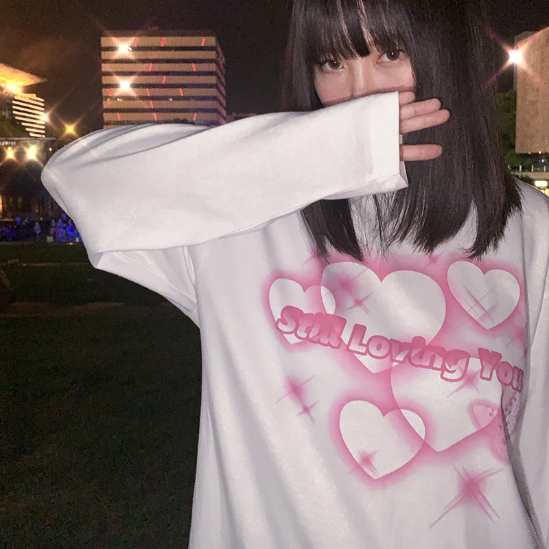 Топ в стиле панк одежда Готическая футболка свободная уличная Харадзюку Женские