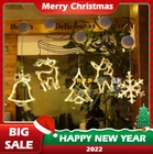 Светодиодный ные Рождественские огни, снеговик, колокольчик, лось, лампа на присоске, Рождественская атмосфера, декоративная Подвесная лампа