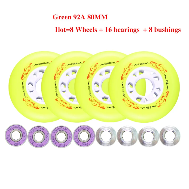 Yellow 80mm bearings 92A Slide 80 76 72 мм встроенные колеса для роликовых коньков для слалома Slide обувь для катания на коньках для детей и взрослых для SEBA Powerslide LZ72 - Цвет: Yellow 80mm bearings