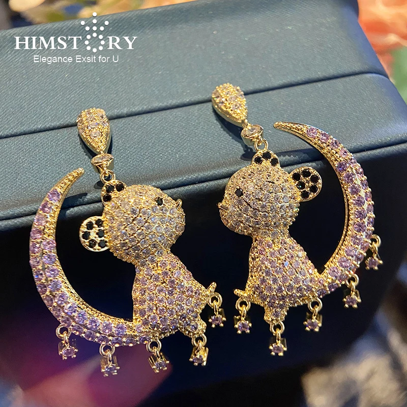

Himstory Lovely Cartoon Cubic Earring with Animal Stud Earring for Friend Daily Funny Jewelry