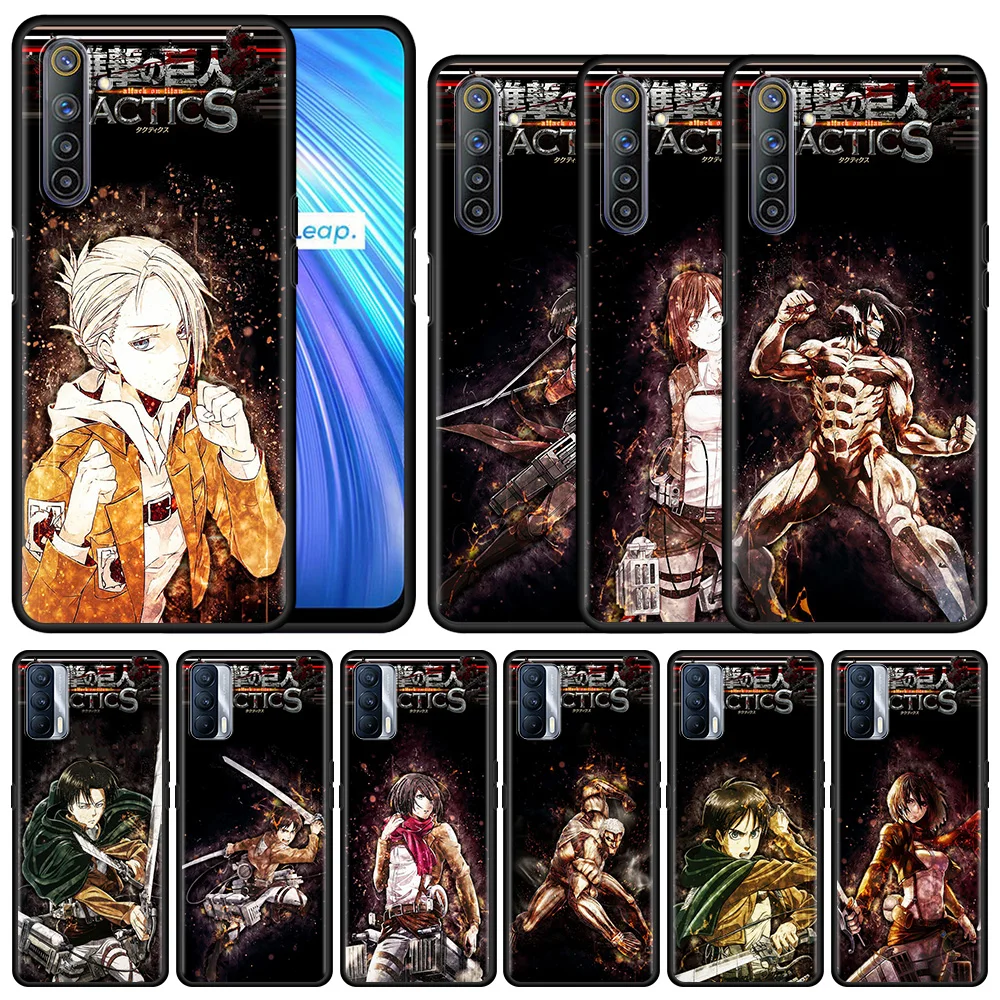 

CellPhone Case For Realme 8 C21 6 7 Pro C3 XT GT Neo C15 C11 C12 5 7i X50 X7 Black Silicone Fundas Capa Attack On Titan
