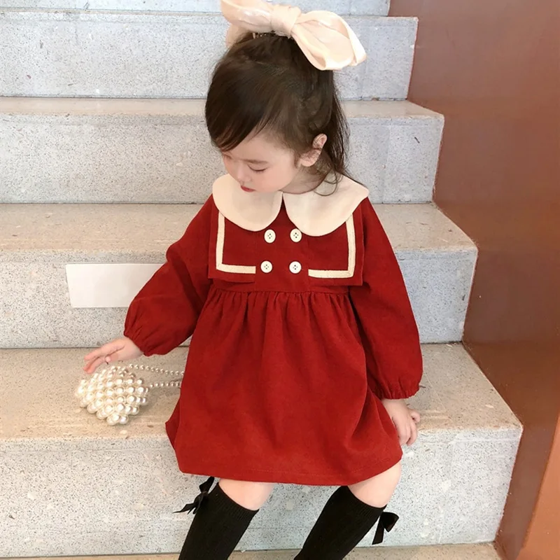 

Girls Christmas New Year Dress Children's Party Doll Collar Princess Dress Baby Pullover Dress