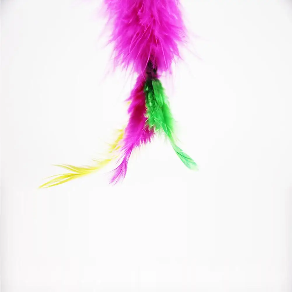 

HOT SALES!!! Multicolor Beads Feather Dangle Tease Stick Rod Wand Interactive Fun Pet Cat Toy