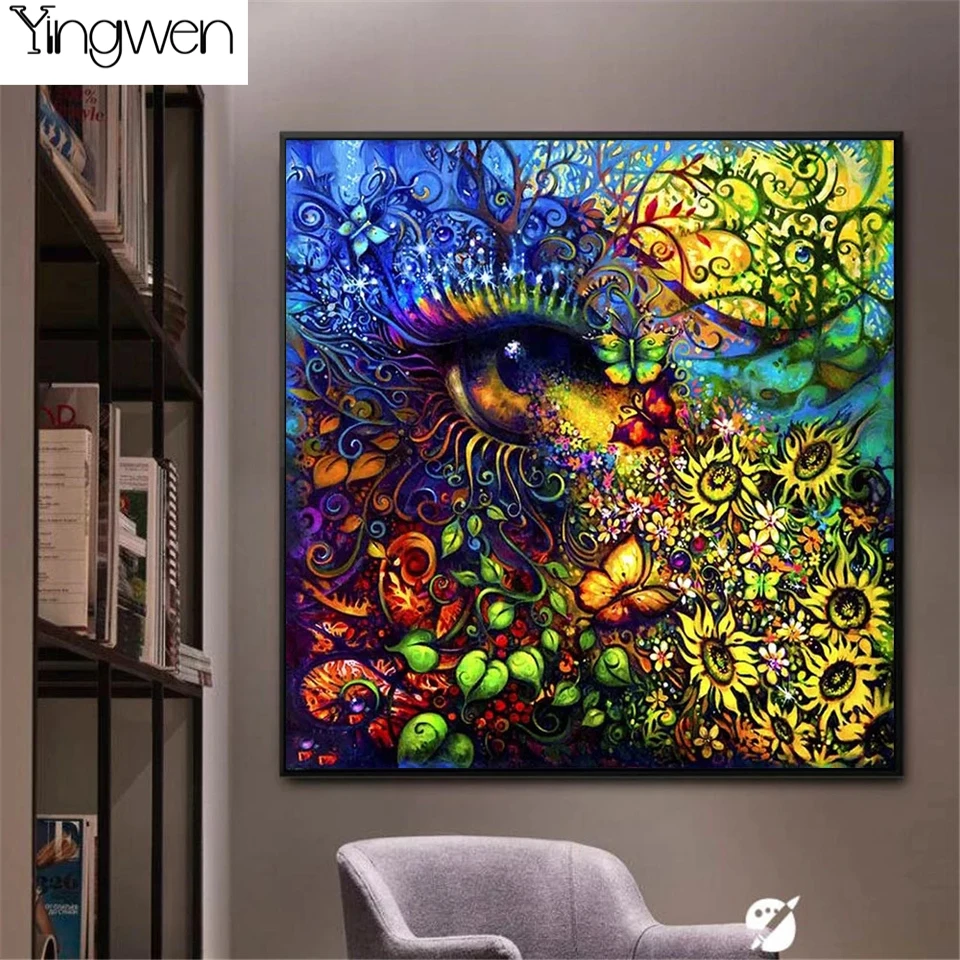 

DIY Full Diamond Embroidery Kit Eye Flower Diamond Painting Picture Mosaic Abstract Colorful Art Sunflower 5D Cross Stitch Decor
