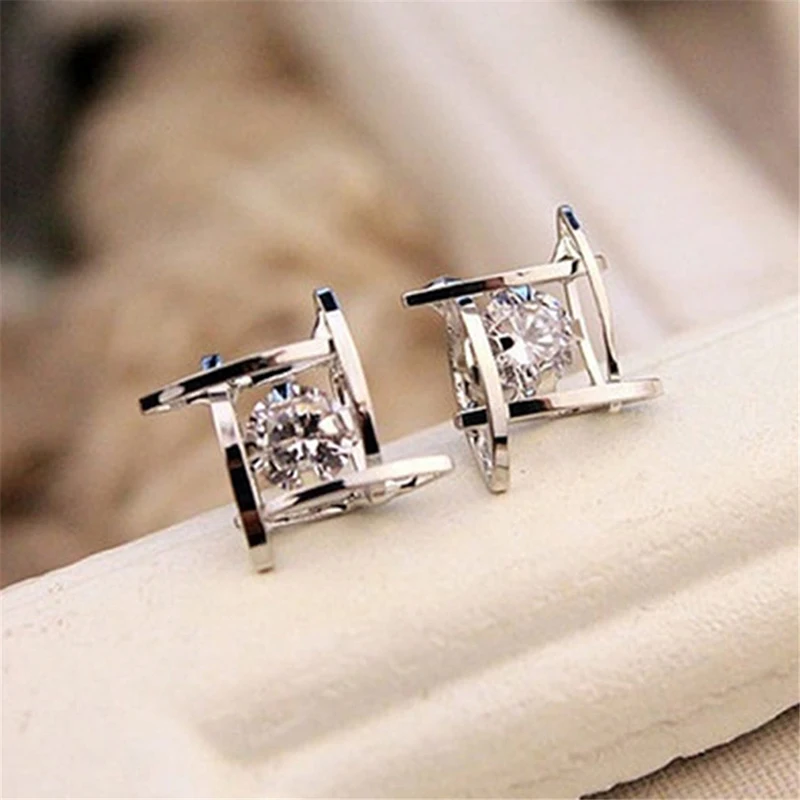 

Women's Earrings New Jewelry Geometric Hollow Square Zircon Earrings Fashion Banquet Jewelry Simple Exquisite Gift