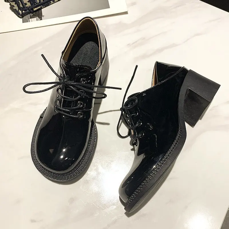 Lucyever модные туфли-лодочки на квадратном каблуке со шнуровкой женские офисные