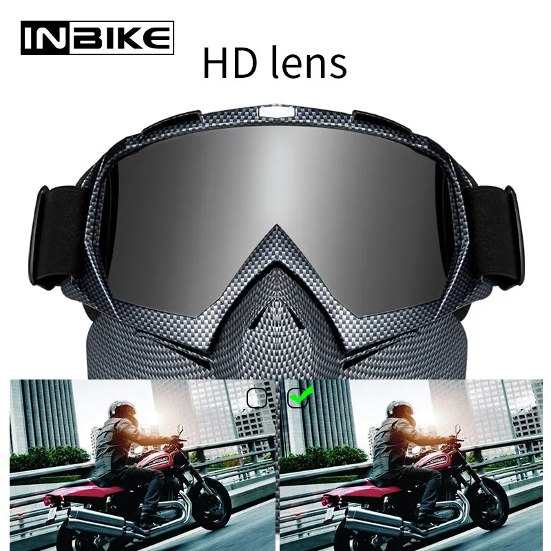 INBIKE мотоциклетные модульные очки маска очки фильтр Маска ATV внедорожный шлем лыжный спортивный мотор MX очки мотоцикл крест шлем