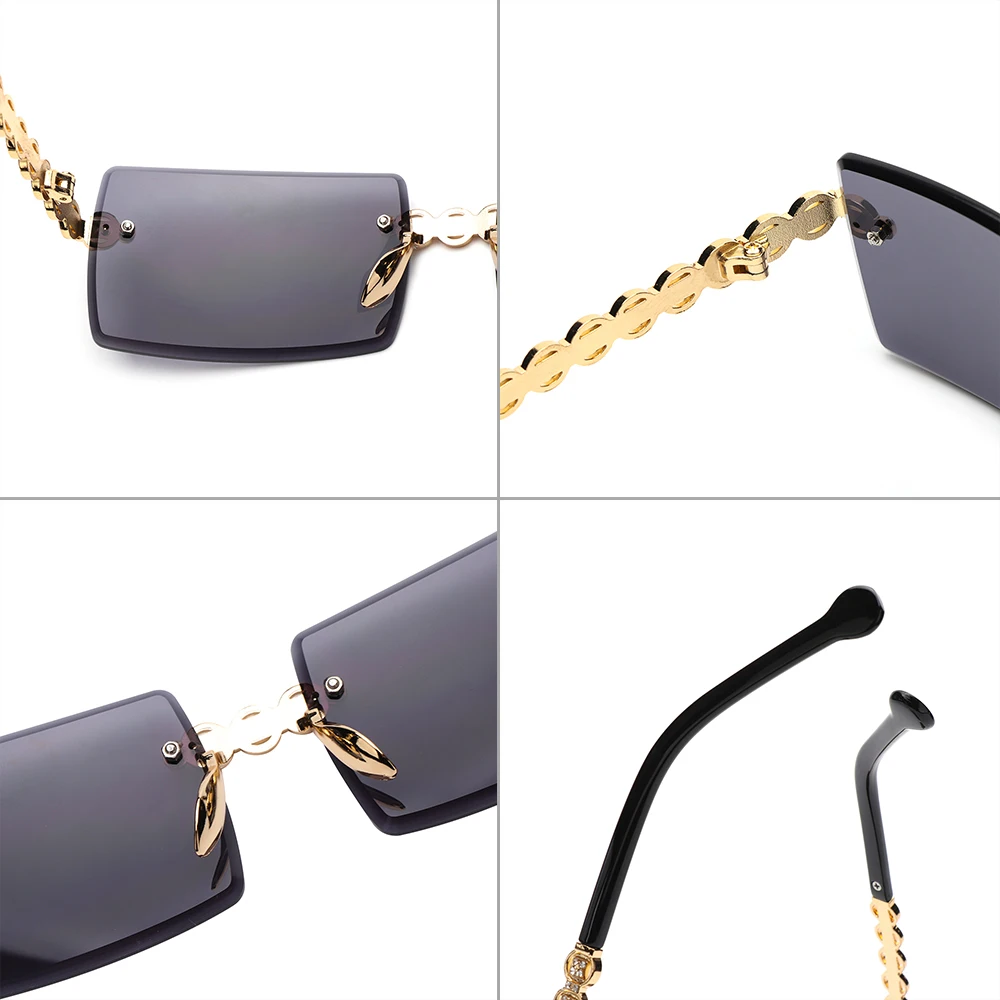 

Metal Frame Rimless Rectangle Sunglasses UV400 Eyewear Fashion Summer Glasses Gradient Color 2021 Trendy