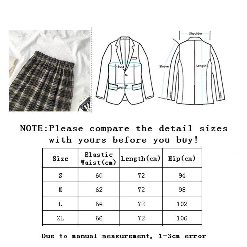 

Elastic High Waist Plaid Skirt Women Korean Version Spring New Slim Pleated Skirt Mid-Length Female vintage Skirt