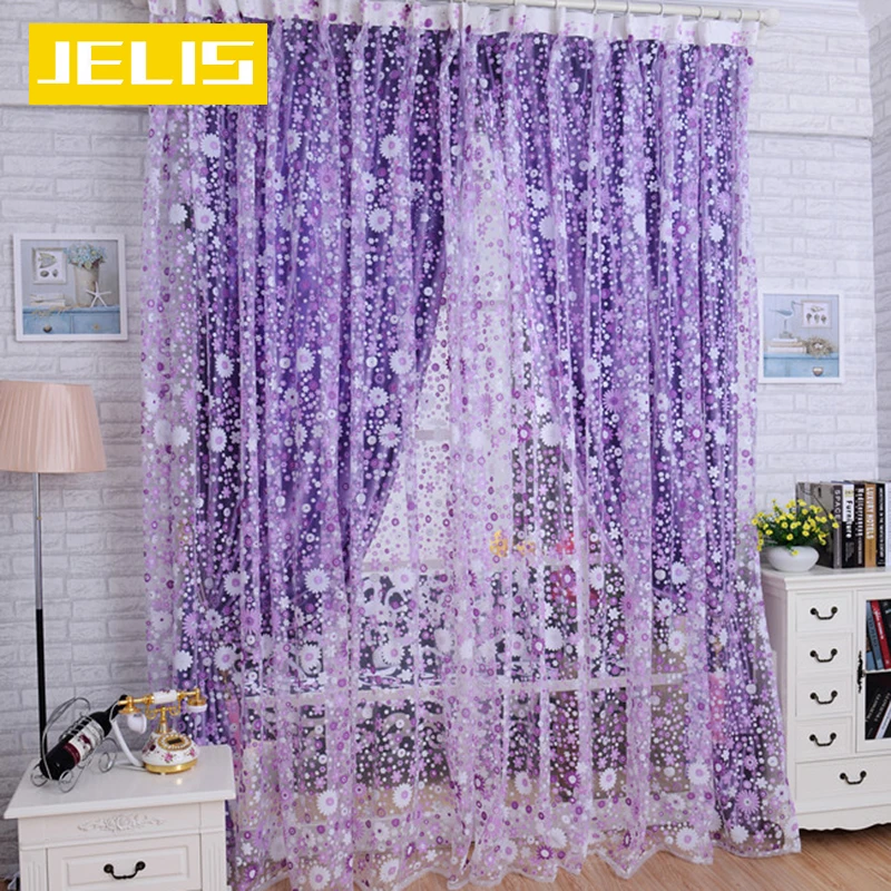 

Pastoral Flower Sheer Curtains for Living Room Tulle Curtain Panels Children Girls Bedroom Window Drapes Voile Home Decor