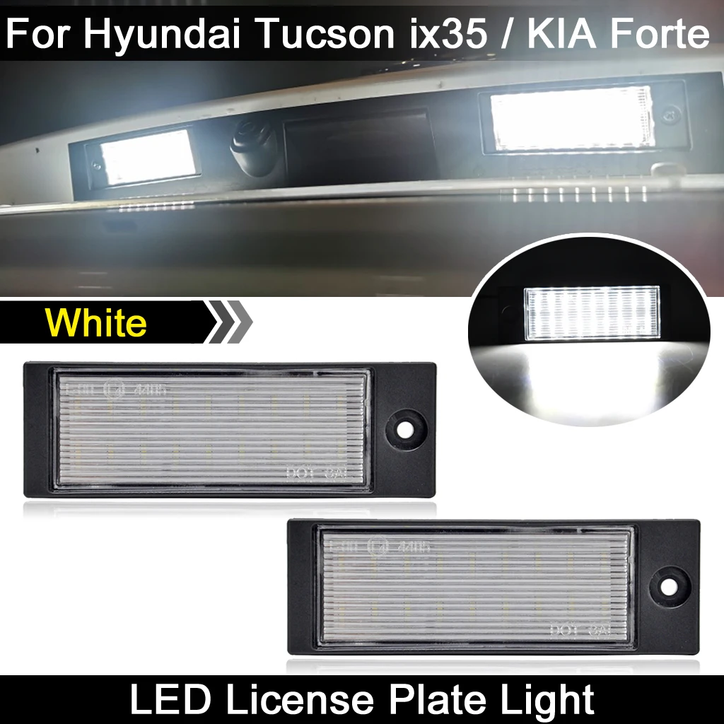 

2Pcs For Hyundai Tucson 2015-2018 For IX35 2015-2018 For Kia Forte Sedan 2019-up White LED License Plate Light Number Plate Lamp