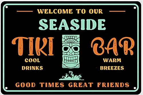 

Tiki Bar Tin Signs Welcome to Our Tiki Bar Metal Sign Posters Wall Decor for Bars,Restaurants,Cafes Pubs Man Cave Wall Decorativ