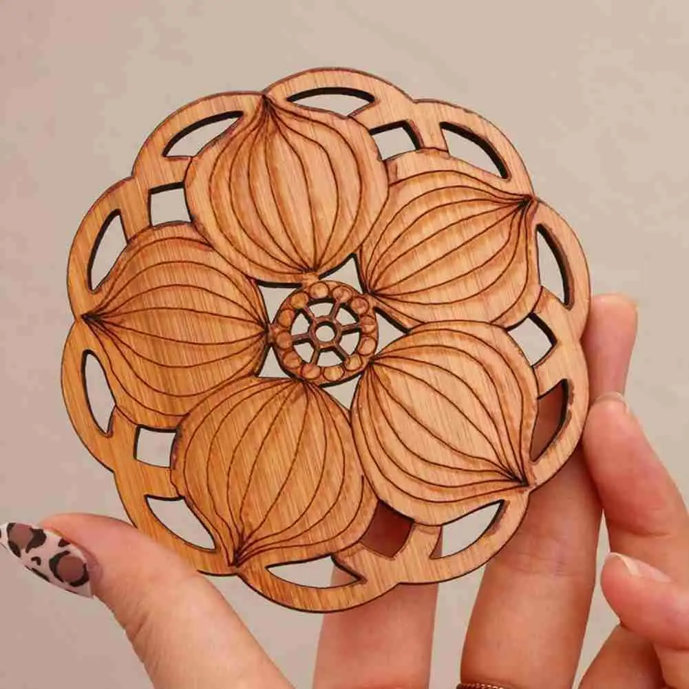 

4PCS Chinese Root Coaster Cutlery Mat Drink Tea Coffee Tableware Bamboo Mat For Home Decor Non-Slip Mug Cup Table Placemat V3A0