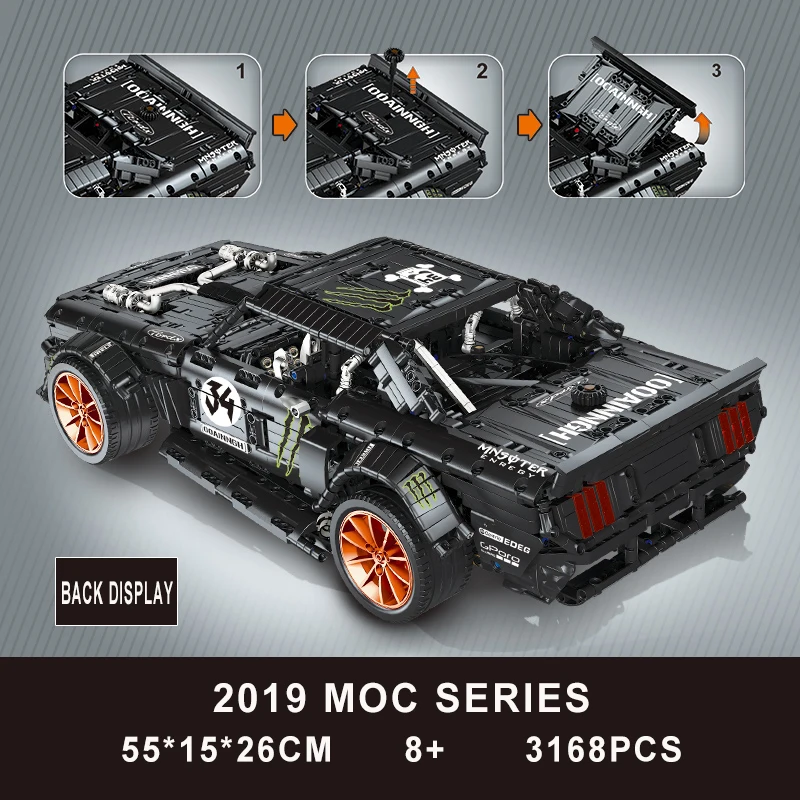 2019 Новый 1965 Mustang Hoonicorn гоночный автомобиль Ft высокотехнологичных 20102 MOC 22970