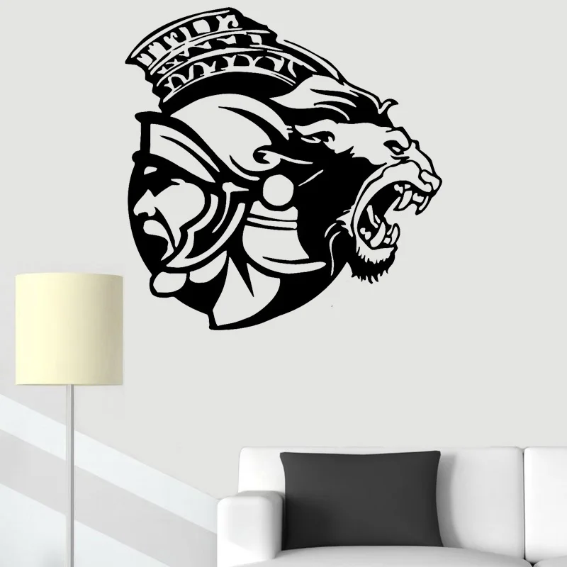 

Vinyl Wall Stickers Leo Warrior Mural Rome Medieval Gladiator Decal Animal Fight Home Decoration O256
