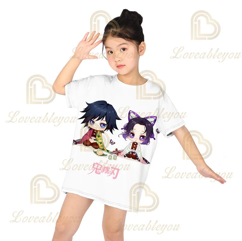 

Anime Cosplay Girls 3D Printing 2021 Kids Summer White Shirt Short Summer T-shirt for Beach Party Tops Dress