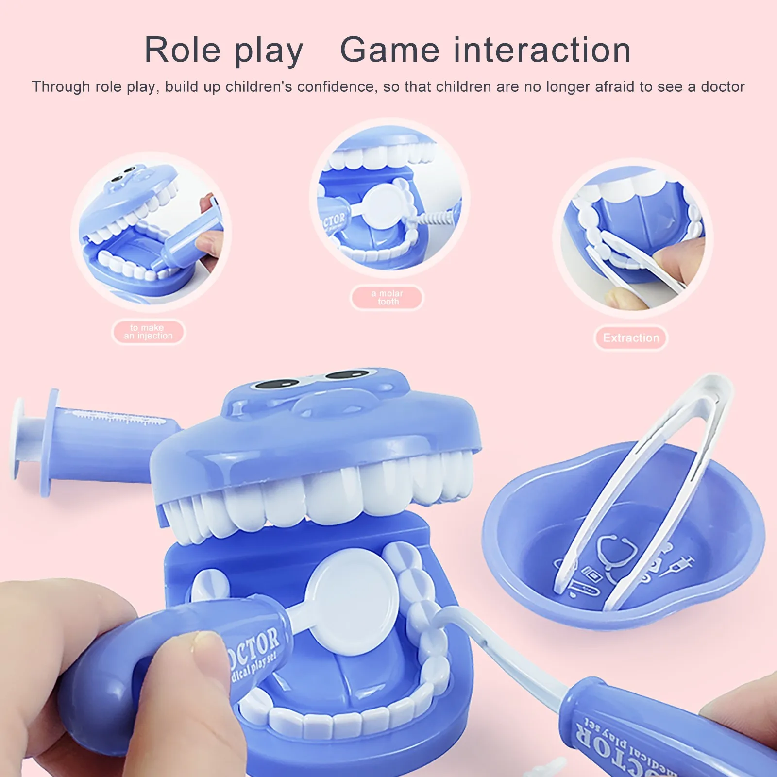 

9pcs Simulation Dentist Set For Kids Dentist Check Teeth Model Set Medicals Supplies Kit Montessori Role-playing Toys#fs