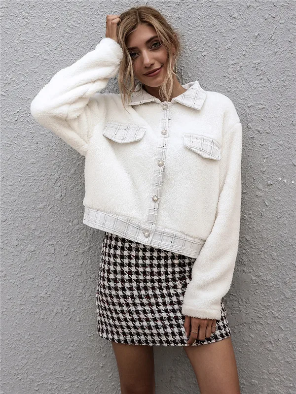 

Woman Coat Winter Warm Sexy Vintage Pearl Button Long Sleeve Casual Woolen Coat Women Clothing Mujer Chaqueta Veste Femme